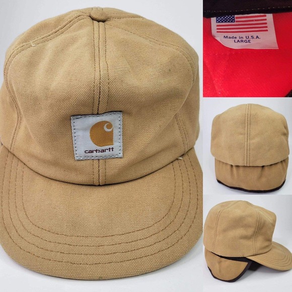 Carhartt Other - Vintage Carhartt Made in USA Size Large Hat Ear Flaps Insulated Quilted Canvas